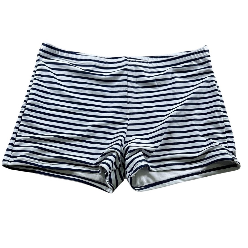 Womens Swim Shorts Size XXL Navy Blue White Striped Boy Shorts Nautical